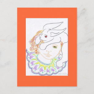 Cartão Postal Criança com Coelho