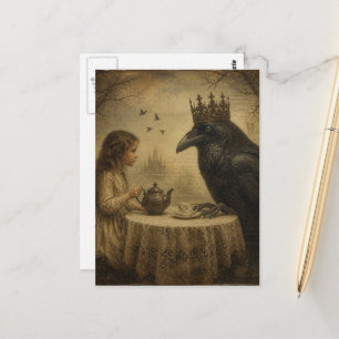 Cartão Postal Criança de Fantasia Retro em uma Festa de Chá com