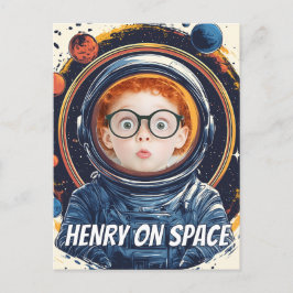 Cartão Postal Criança do Astronauta Personalizável