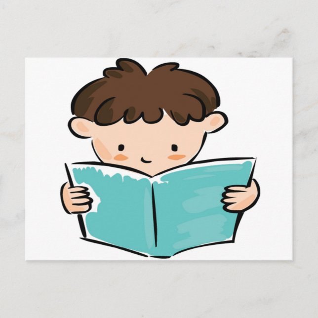 Cartão Postal Criança lendo um livro (Frente)