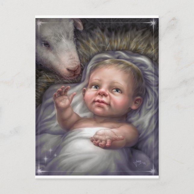 Cartão Postal Criança no Presépio (Frente)