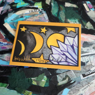 Cartão Postal Criança Selvagem da Lua Fases da Lua              