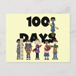 Cartão Postal Crianças 100 dias de T-shirts e presentes escolar