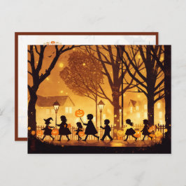 Cartão Postal Crianças a fazerem truques ou a tratarem na noite