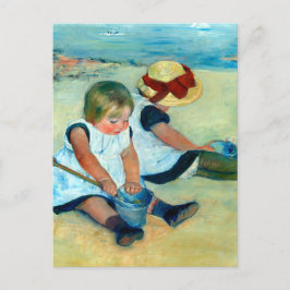 Cartão Postal Crianças brincando na praia por Mary Cassatt