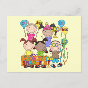 Cartão Postal Crianças com Figura Fixa 100 Dias Mais Inteligente