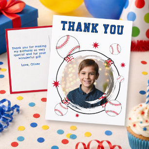 Cartão Postal Crianças de beisebol Aniversário Obrigado Foto