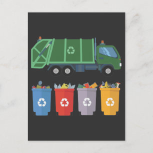 Cartão Postal Crianças de Caminhão de Lixo Reciclagem de Lixo
