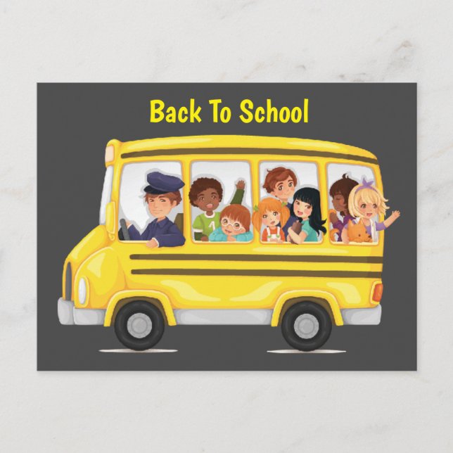 Cartão Postal Crianças de ônibus escolar (Frente)