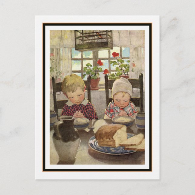 Cartão Postal Crianças Dizendo Graças por Jessie Willcox Smith (Frente)