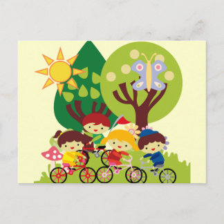 Cartão Postal Crianças em Bikes