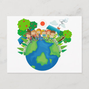 Cartão Postal Crianças em pé ao redor do mundo