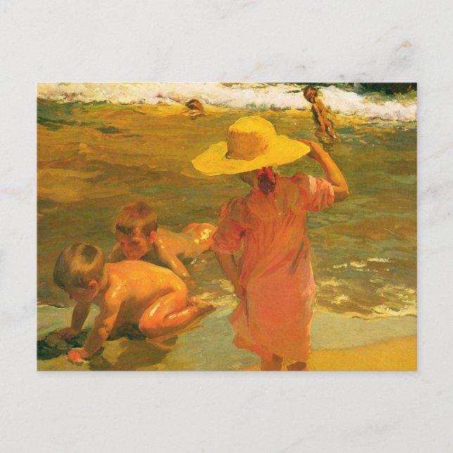 Cartão Postal Crianças em terra firme - Joaquín Sorolla (Frente)
