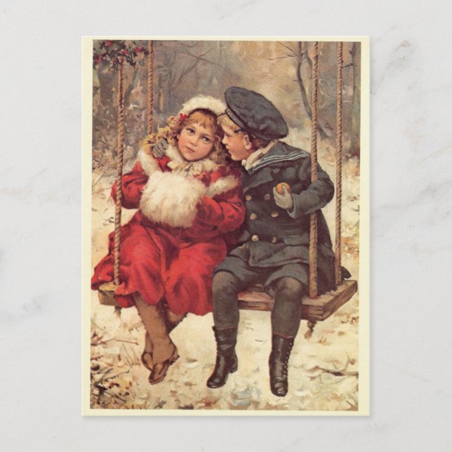 Cartão Postal Crianças em um Swing (Frente)