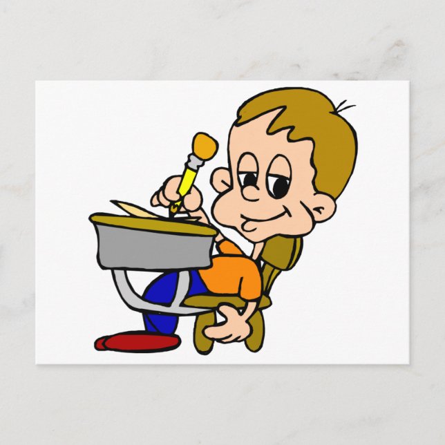 Cartão Postal Crianças Escrevendo na mesa (Frente)