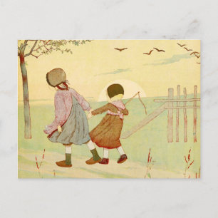 Cartão Postal "Crianças" Ilustração Francesa Vintage