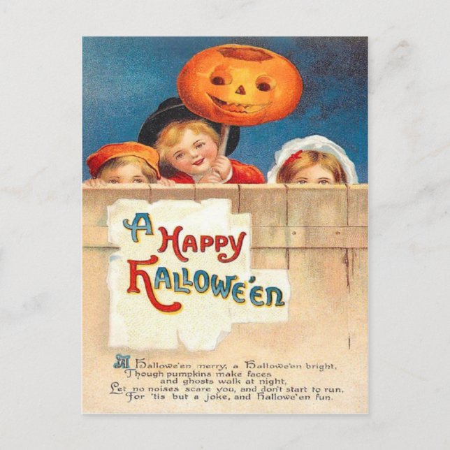 Cartão Postal Crianças Jack O Lantern Ellen Clapsaddle (Frente)