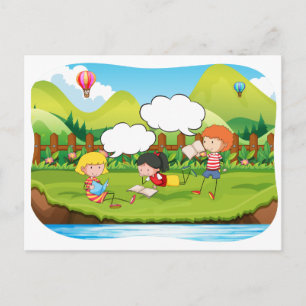 Cartão Postal Crianças lendo