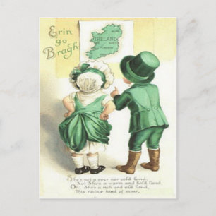 Cartão Postal Crianças - Mapa Irlandês Erin Go Bragh