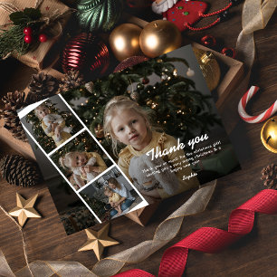 Cartão Postal Crianças Modernas Foto Natal Férias Obrigado