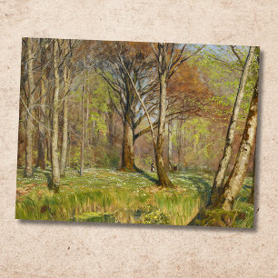 Cartão Postal Crianças na floresta primavera H.A. Brendekilde