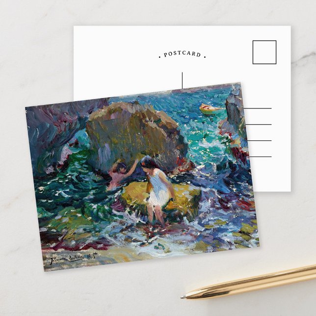 Cartão Postal Crianças na Praia, Jávea | Joaquín Sorolla (Criador carregado)