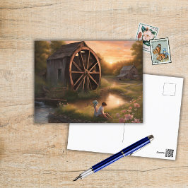 Cartão Postal Crianças no Creek
