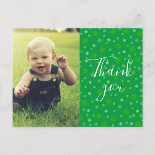 Cartão Postal Crianças Obrigado Green Polka