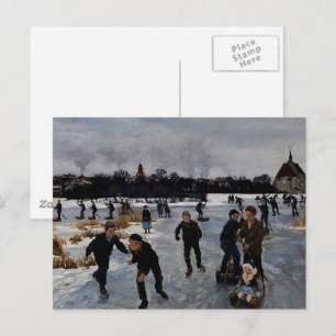 Cartão Postal "Crianças Patinando fora de Faaborg," arte fina