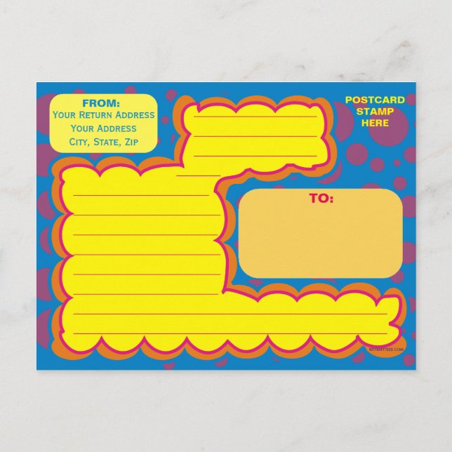 Cartão Postal Crianças Pontos Polka Roxos Arte Divertida Pontos  (Verso)