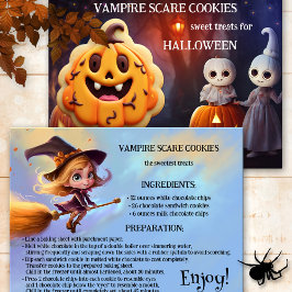 Cartão Postal Crianças Tratam Cookie de Halloween Receita