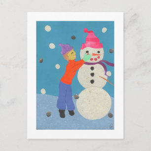 Cartão Postal Criando um boneco de neve