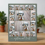 Cartão Postal Criar uma coleção de fotos personalizada - 20 foto<br><div class="desc">Use até 18 fotos quadradas e 2 paisagens/horizontais para criar um presente exclusivo e pessoal. Para obter melhores resultados, recorte suas fotos em quadrados antes de carregar. Este esquema de tendência com um lugar para texto extra ou um monograma inclui linhas limpas e uma grade moderna. Se precisar ajustar as...</div>