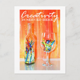 Cartão Postal "Criatividade é servida aqui"
