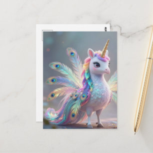 Cartão Postal criatura fantástica híbrida de pavão unicórnio