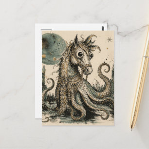 Cartão Postal Criatura Híbrida de Cavalo Polvo Arte Fantasia