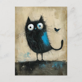 Cartão Postal Criatura híbrida em gato e pássaro