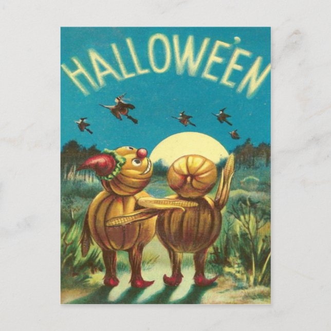 Cartão Postal Criatura Monstro Bruxa Jack O' Lantern (Frente)