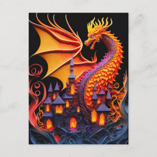 Cartão Postal Criaturas Míticas Fantasmas de Arte do Dragão de F
