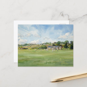Cartão Postal Cricket Village sob os Céus de Yorkshire Aquarela
