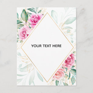 Cartão Postal Crie Sua Própria Borda Floral Colorida
