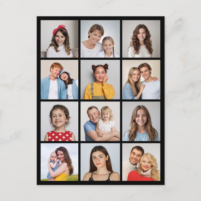 Cartão Postal Crie Sua Própria Colagem de 12 Fotos  (Frente)