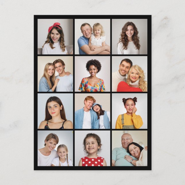 Cartão Postal Crie Sua Própria Colagem de 12 Fotos  (Frente)