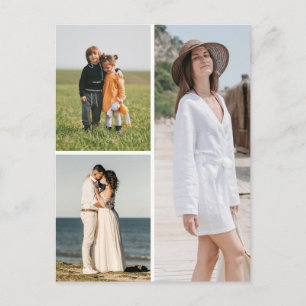 Cartão Postal Crie Sua Própria Colagem de 3 Fotos
