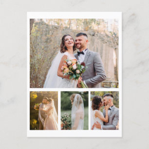 Cartão Postal Crie Sua Própria Colagem de 4 Fotos de Casamento