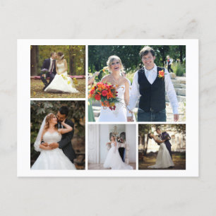 Cartão Postal Crie Sua Própria Colagem de 5 Fotos de Casamento