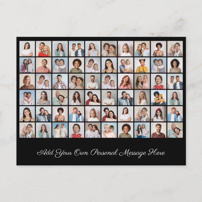 Cartão Postal Crie Sua Própria Colagem de 60 Fotos Adicione Seu  (Frente)