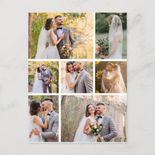 Cartão Postal Crie Sua Própria Colagem de 7 Fotos de Casamento