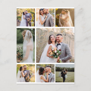 Cartão Postal Crie Sua Própria Colagem de 8 Fotos de Casamento