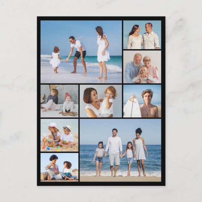 Cartão Postal Crie Sua Própria Colagem de 9 Fotos (Frente)